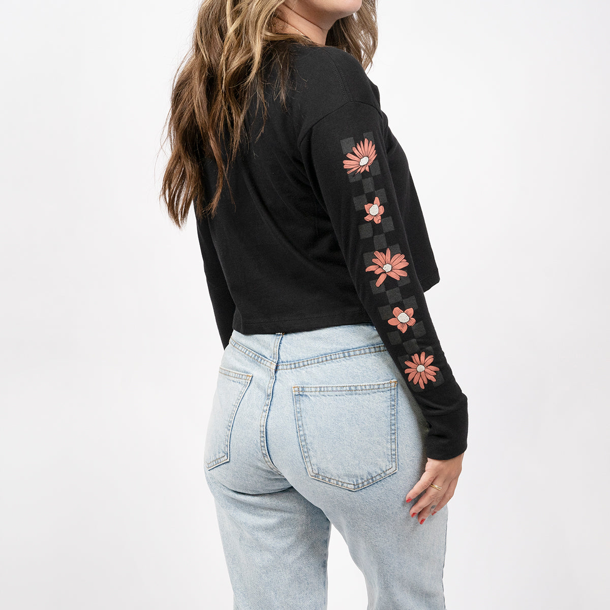 Serene Long Sleeve Women's Crop Tee - Black