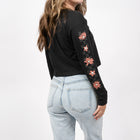 Serene Long Sleeve Women's Crop Tee - Black