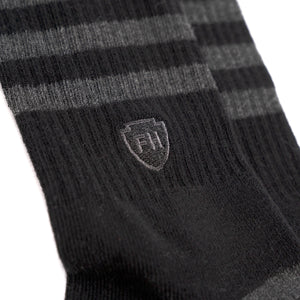 Striped Crew Socks, 3 Pack - Black/White
