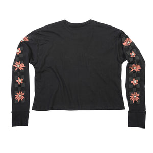 Serene Long Sleeve Women's Crop Tee - Black