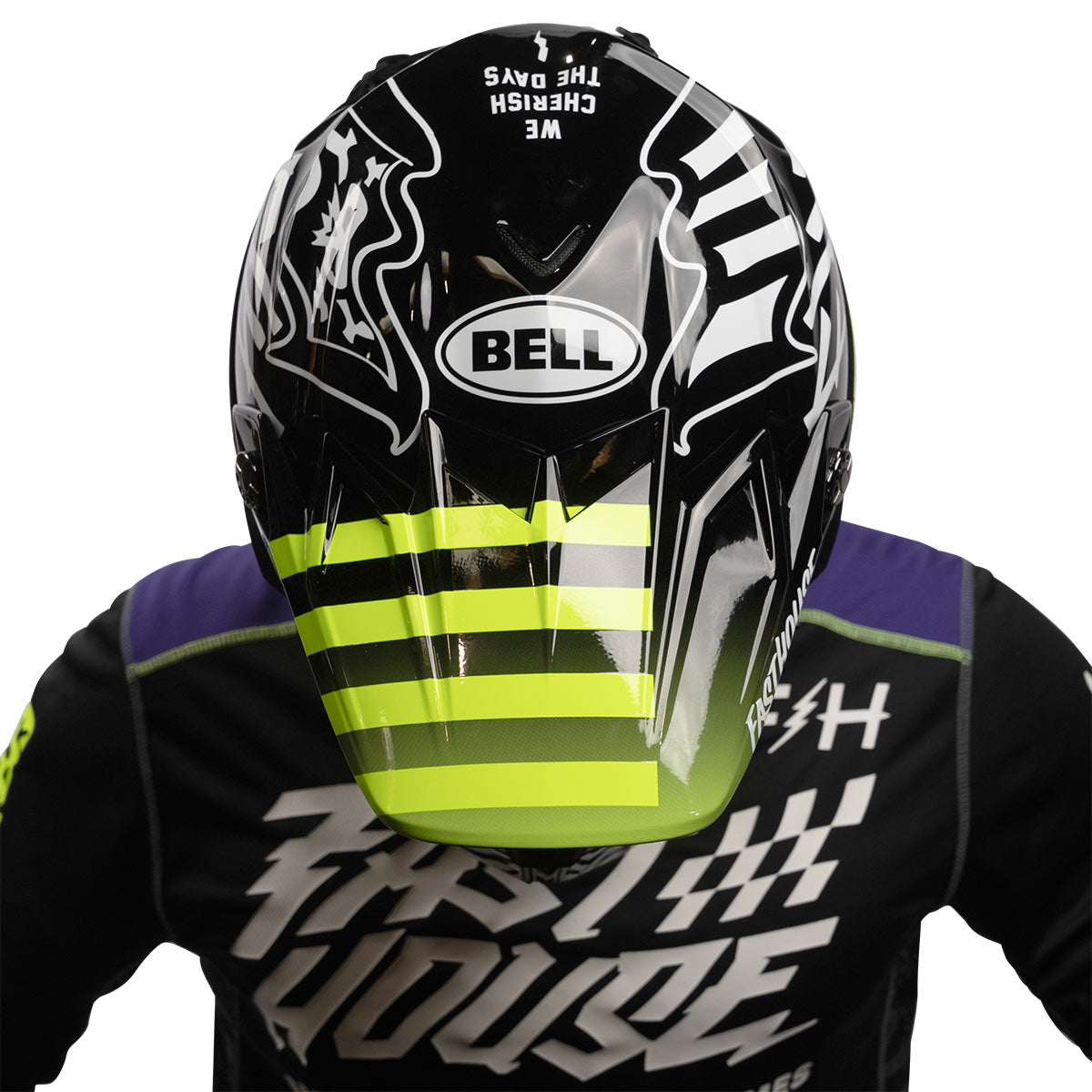 Bell x Fasthouse Moto 9 Flex Visor - Gloss Black/High Viz