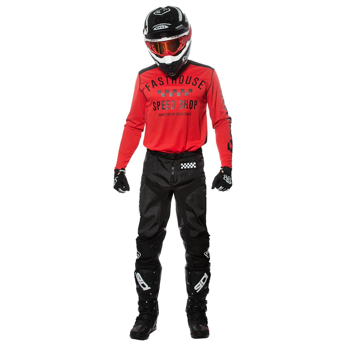 Fasthouse Carbon Jersey - Red, Carbon Black Pants