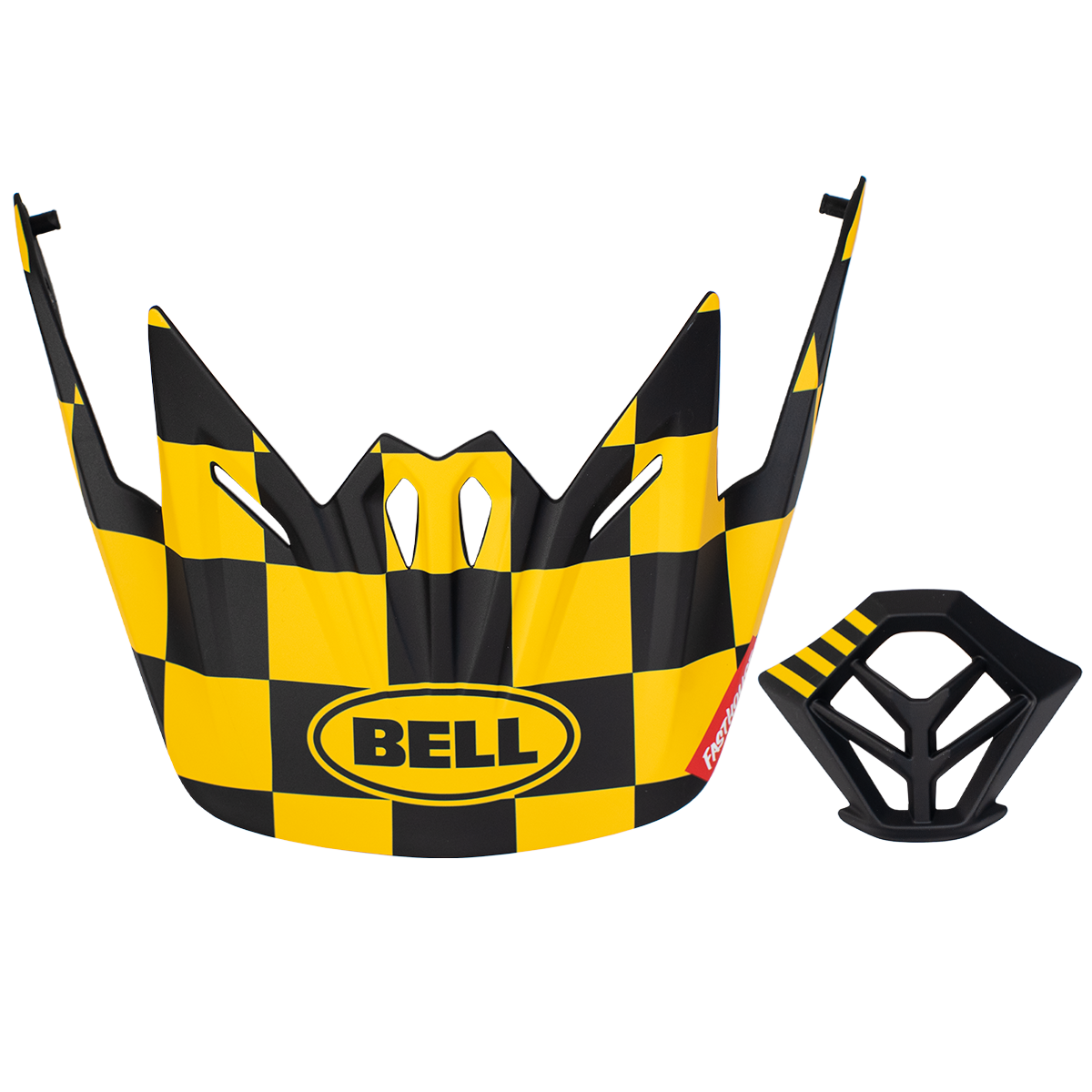 Bell Checkers MTB Visor + Mouthpiece Kit - Yellow/Black Checkers