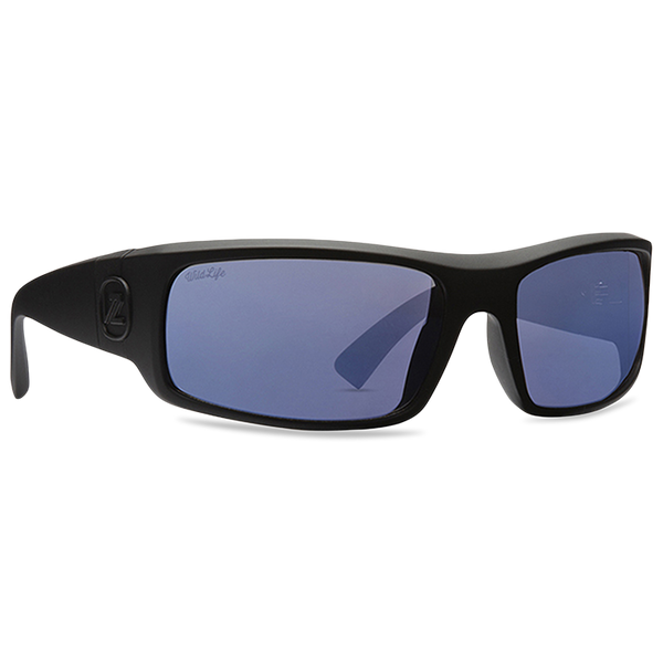 VonZipper Kickstand Polarized Sunglasses Black Satin Blue Flash