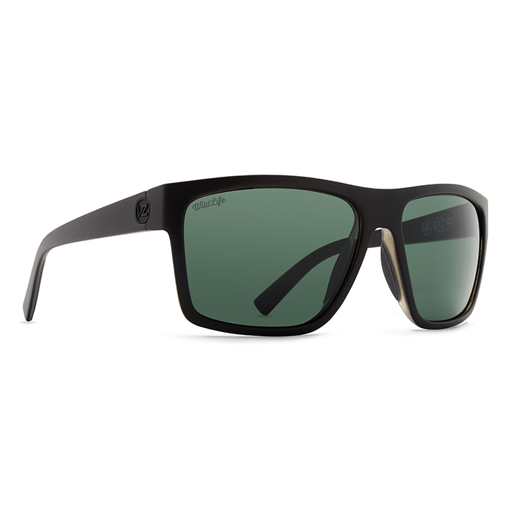 VonZipper Dipstick Polarized Sunglasses - Black Satin/Vintage Gray Fasthouse